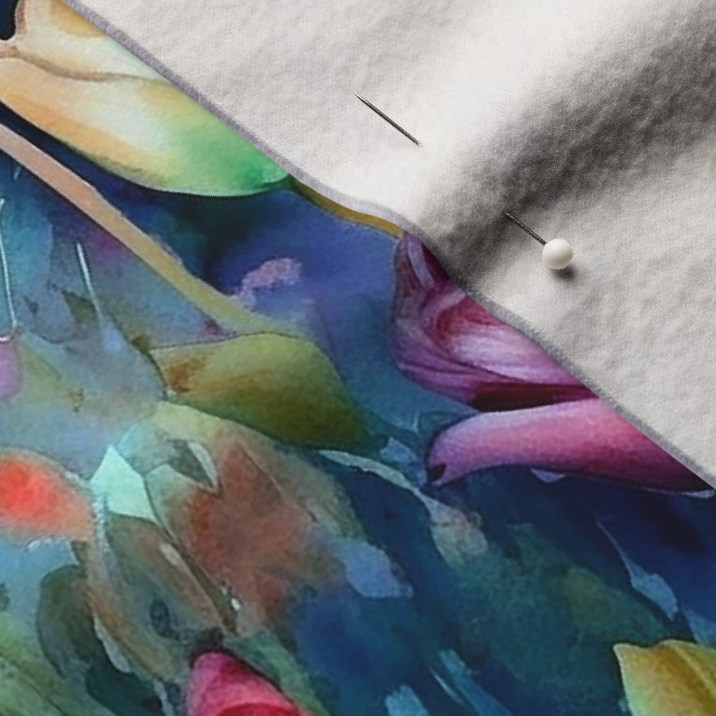 Midnight Sonata Watercolor Tulips Performance Velvet Printed Fabric by Studio Ten Design