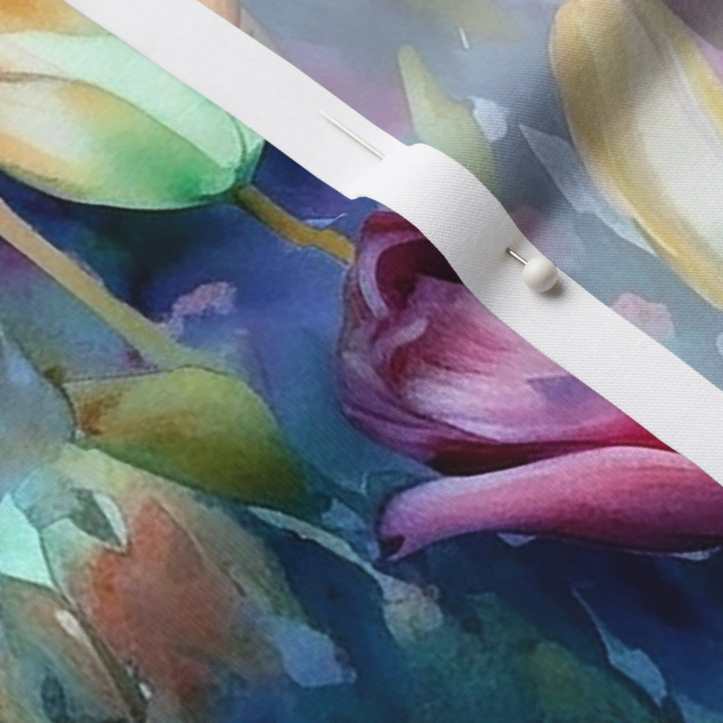 Midnight Sonata Watercolor Tulips Modern Jersey Printed Fabric by Studio Ten Design