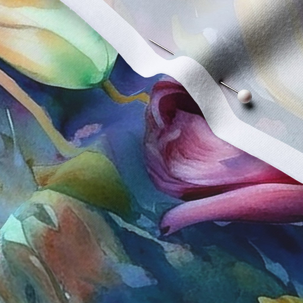 Midnight Sonata Watercolor Tulips Cotton Spandex Jersey Printed Fabric by Studio Ten Design