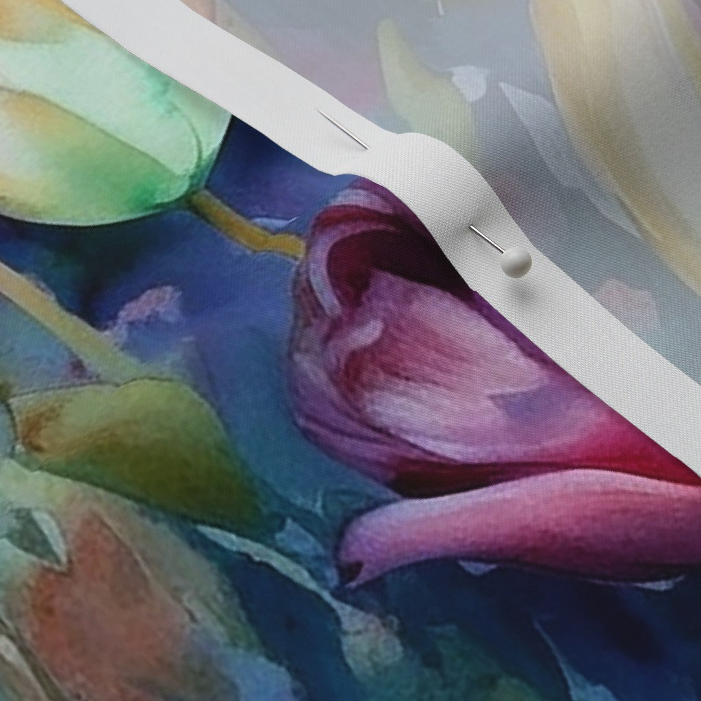 Midnight Sonata Watercolor Tulips Perennial Sateen Grand Printed Fabric by Studio Ten Design