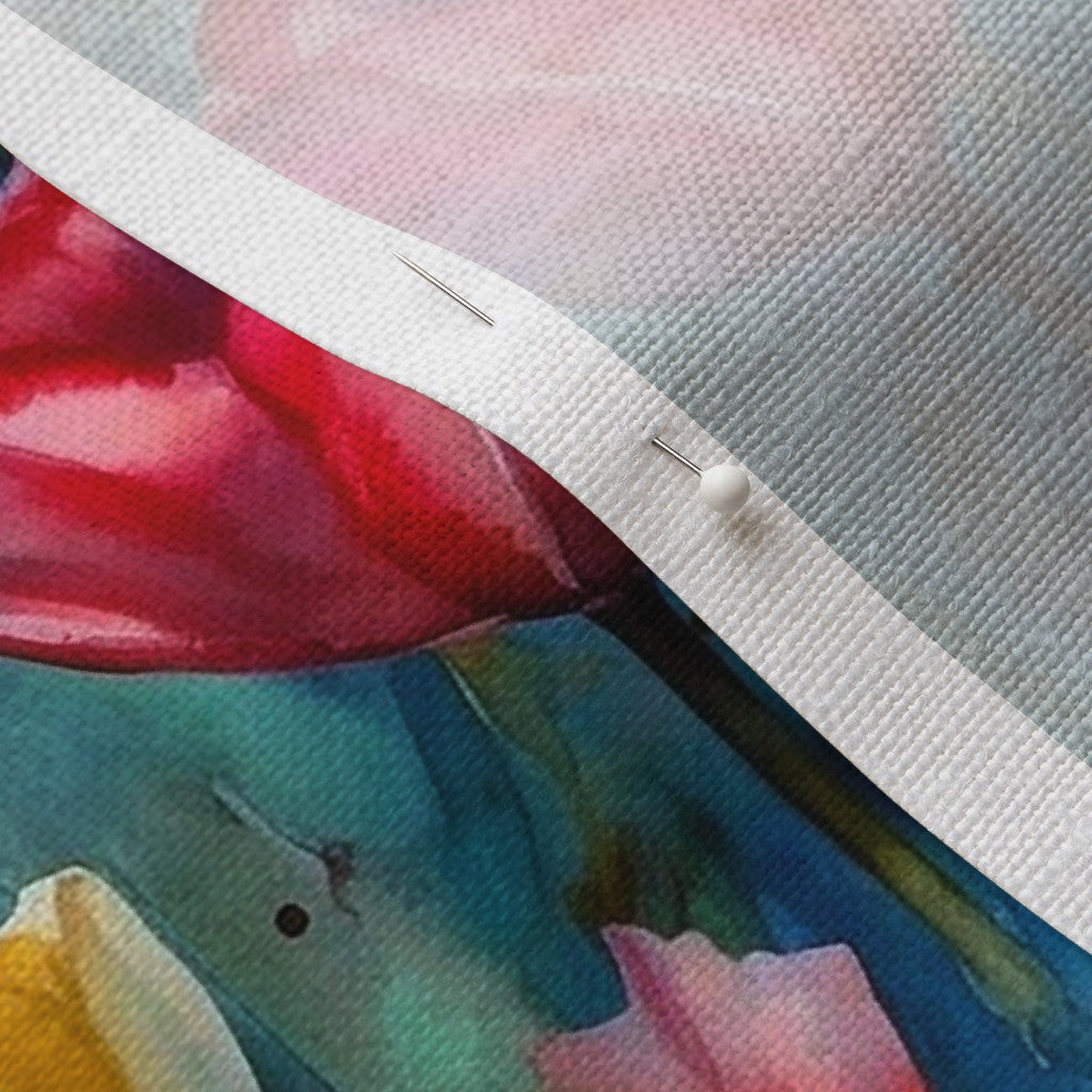 Midnight Sonata Watercolor Tulips Belgian Linen™ Printed Fabric by Studio Ten Design
