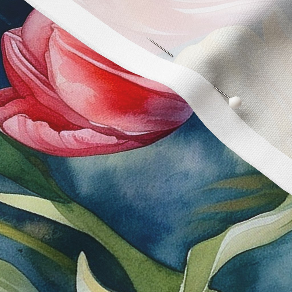 Vibrant Rhapsody Watercolor Tulips Longleaf Sateen Grand Printed Fabric by Studio Ten Design