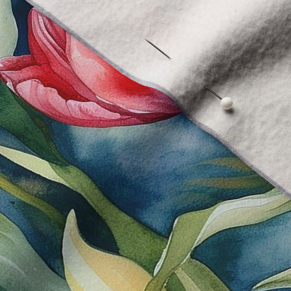 Vibrant Rhapsody Watercolor Tulips Performance Velvet Printed Fabric by Studio Ten Design