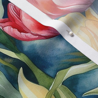 Vibrant Rhapsody Watercolor Tulips Performance Piqué Printed Fabric by Studio Ten Design