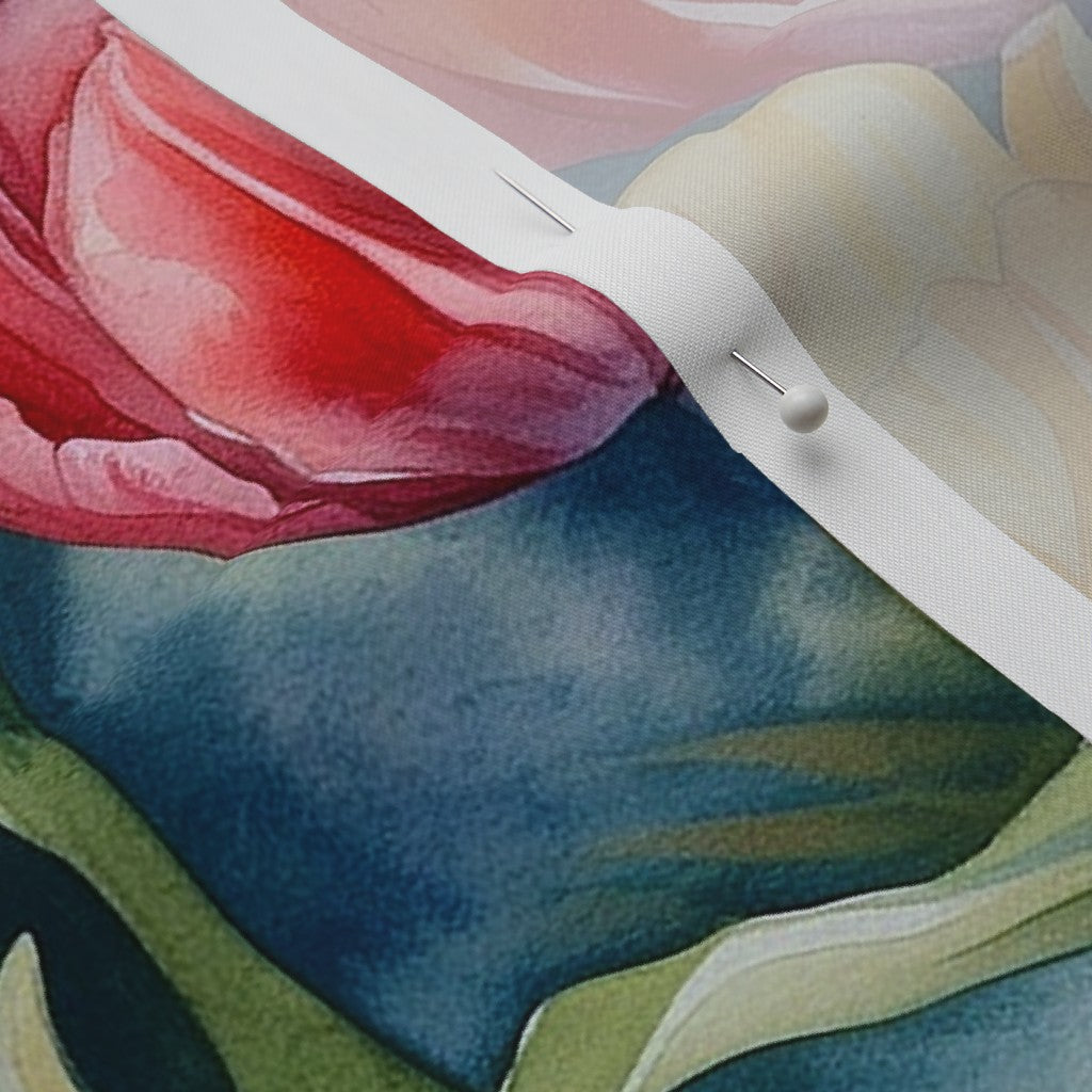 Vibrant Rhapsody Watercolor Tulips Perennial Sateen Grand Printed Fabric by Studio Ten Design