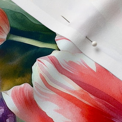 Vibrant Rhapsody Watercolor Tulips Sport Lycra Printed Fabric by Studio Ten Design