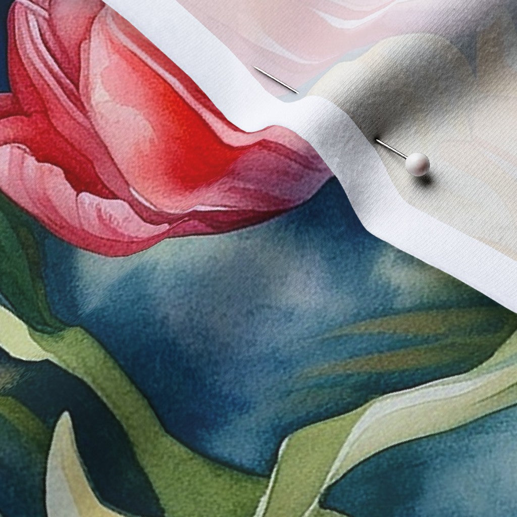 Vibrant Rhapsody Watercolor Tulips Cotton Spandex Jersey Printed Fabric by Studio Ten Design
