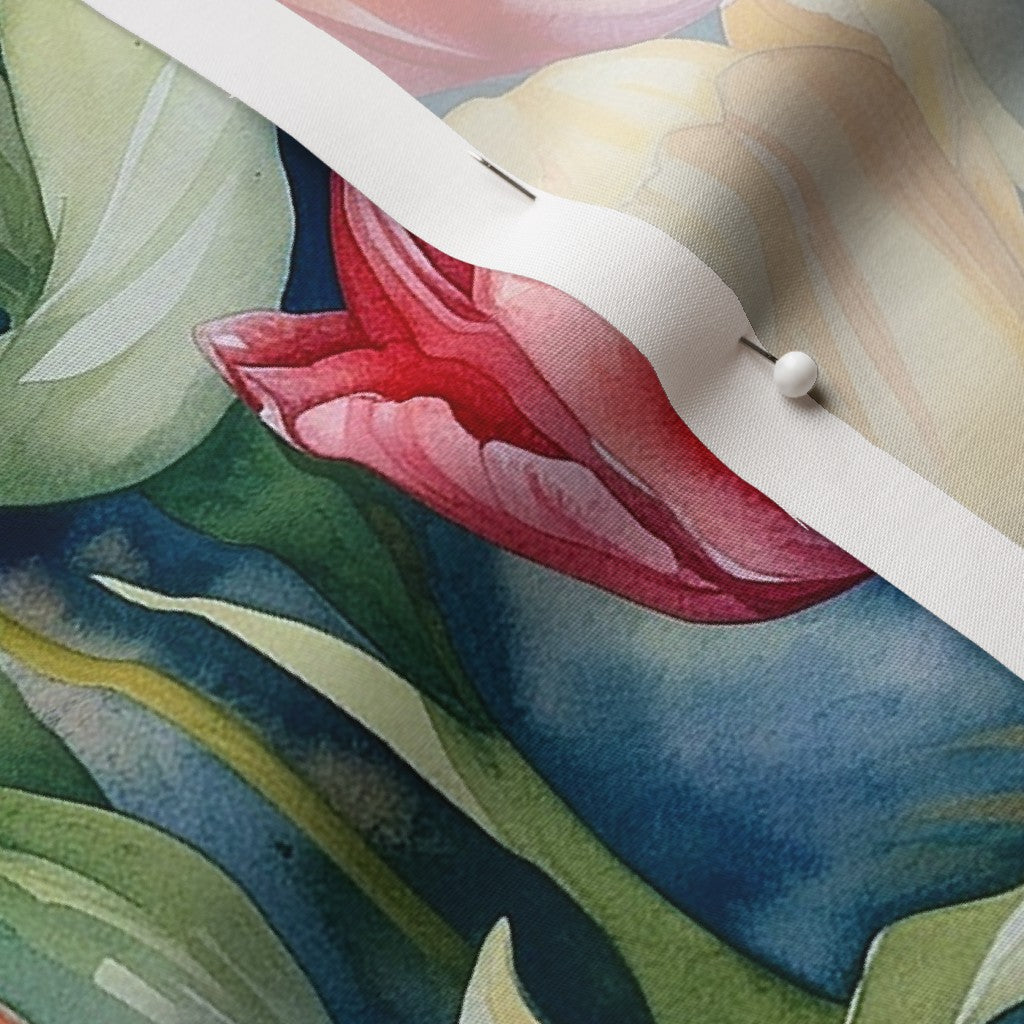 Vibrant Rhapsody Watercolor Tulips Cotton Poplin Printed Fabric by Studio Ten Design