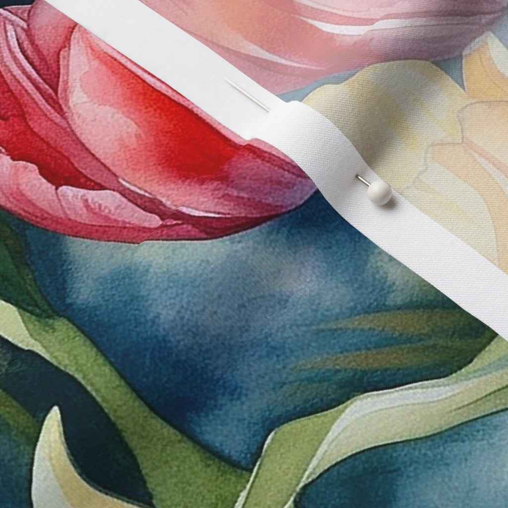 Vibrant Rhapsody Watercolor Tulips Modern Jersey Printed Fabric by Studio Ten Design