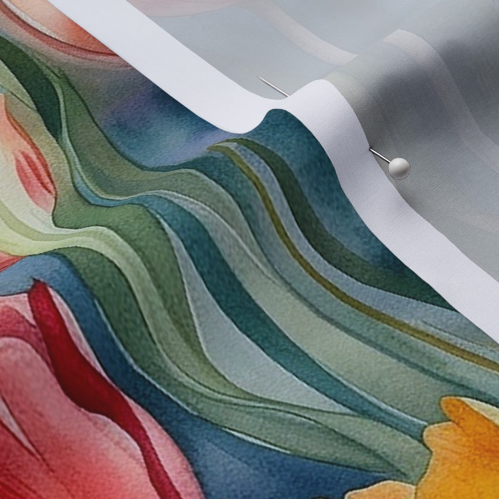 Vibrant Rhapsody Watercolor Tulips Cotton Lawn Printed Fabric by Studio Ten Design