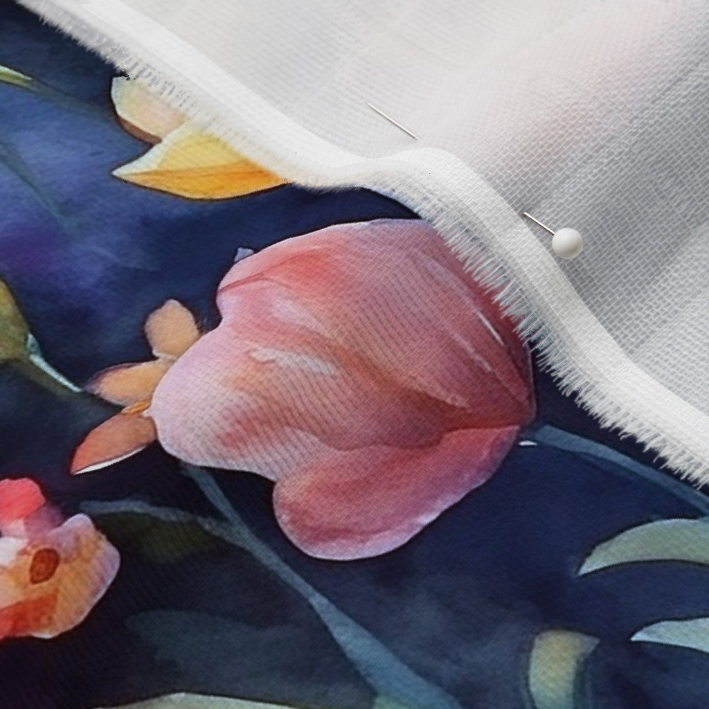 Abstract Reverie Watercolor Tulips Organic Sweet Pea Gauze Printed Fabric by Studio Ten Design