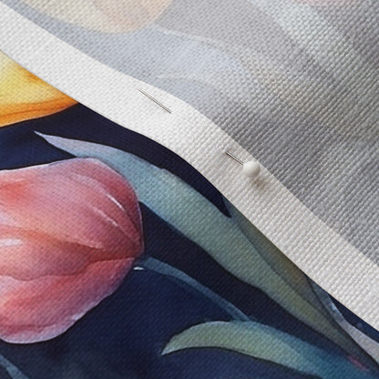 Abstract Reverie Watercolor Tulips Belgian Linen™ Printed Fabric by Studio Ten Design