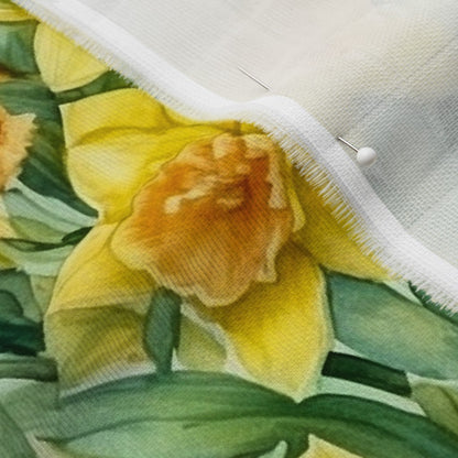 Golden Meadows Watercolor Daffodils Printed Fabric by Studio Ten Design