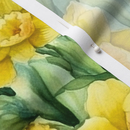 Golden Meadows Watercolor Daffodils Printed Fabric by Studio Ten Design