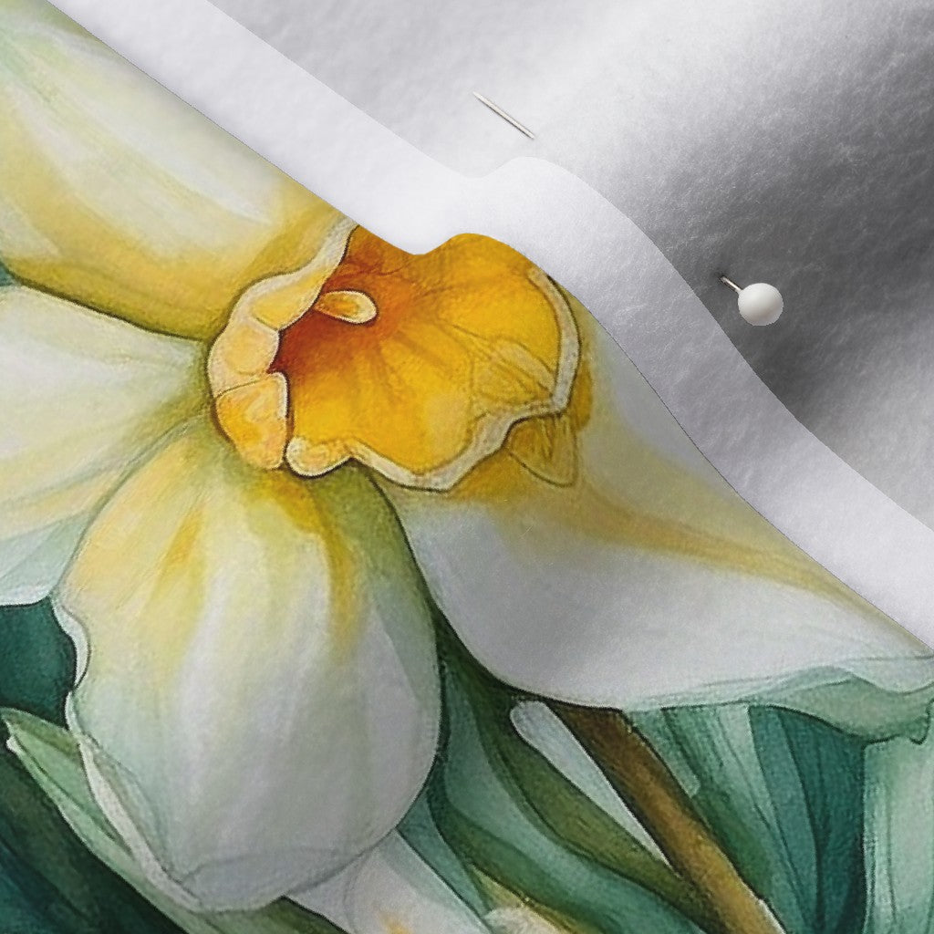 Springtime Symphony Watercolor Daffodils Polartec® Fleece Printed Fabric by Studio Ten Design