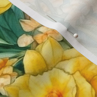Sunshine Serenade Watercolor Daffodils Petal Signature Cotton Printed Fabric by Studio Ten Design