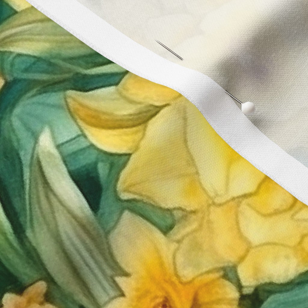 Sunshine Serenade Watercolor Daffodils Longleaf Sateen Grand Printed Fabric by Studio Ten Design