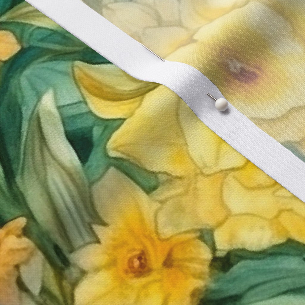 Sunshine Serenade Watercolor Daffodils Performance Piqué Printed Fabric by Studio Ten Design