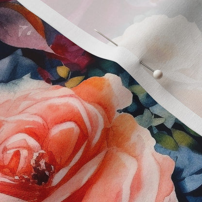 Watercolor Roses (Dark) Petal Signature Cotton Printed Fabric by Studio Ten Design