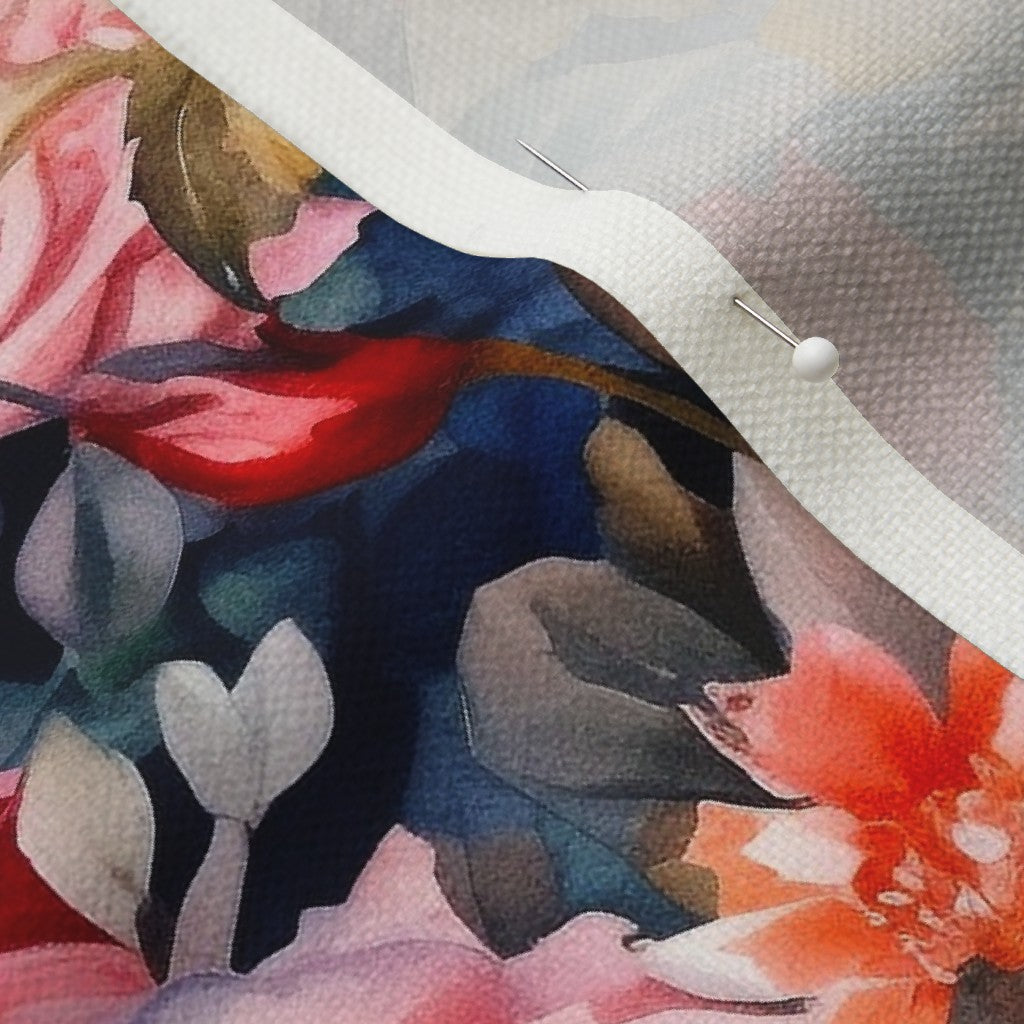 Watercolor Roses (Dark) Performance Linen Printed Fabric by Studio Ten Design