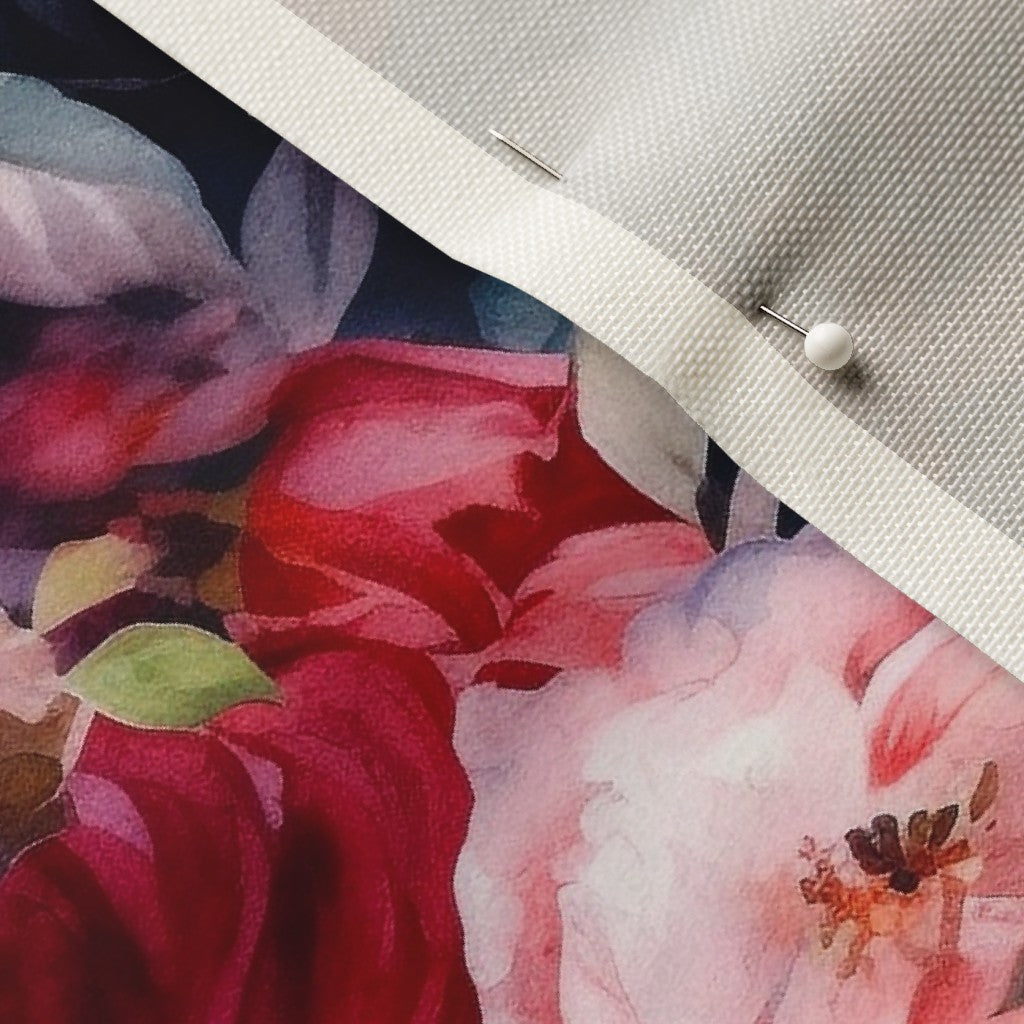 Watercolor Roses (Dark) Celosia Velvet Printed Fabric by Studio Ten Design
