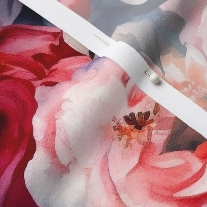 Watercolor Roses (Dark) Modern Jersey Printed Fabric by Studio Ten Design