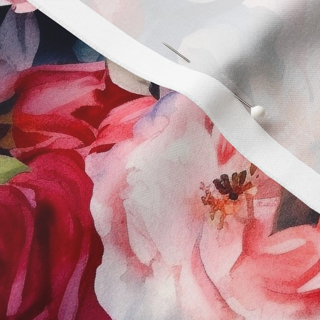 Watercolor Roses (Dark) Longleaf Sateen Grand Printed Fabric by Studio Ten Design