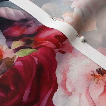 Watercolor Roses (Dark) Cotton Poplin Printed Fabric by Studio Ten Design