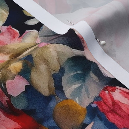 Watercolor Roses (Dark) Cotton Lawn Printed Fabric by Studio Ten Design