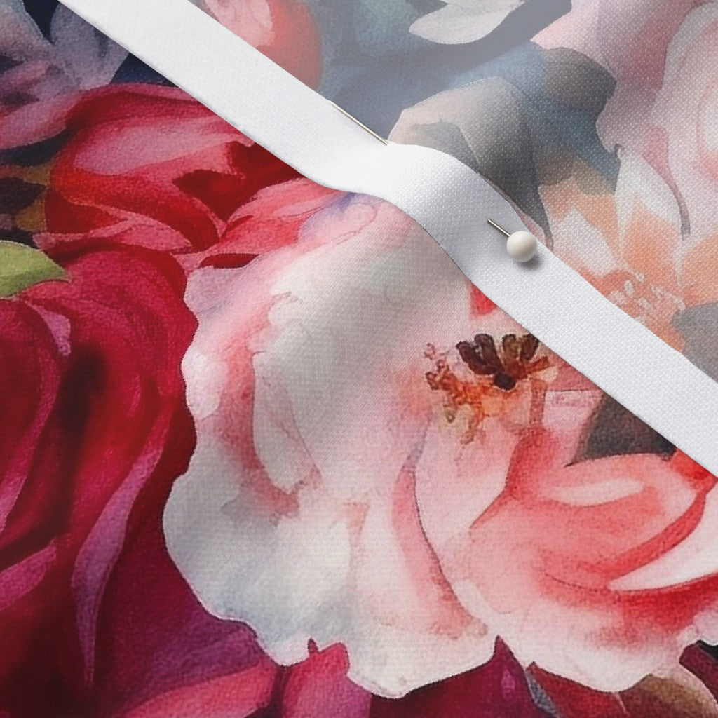 Watercolor Roses (Dark) Performance Piqué Printed Fabric by Studio Ten Design