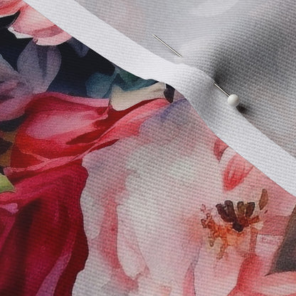Watercolor Roses (Dark) Dogwood Denim Printed Fabric by Studio Ten Design