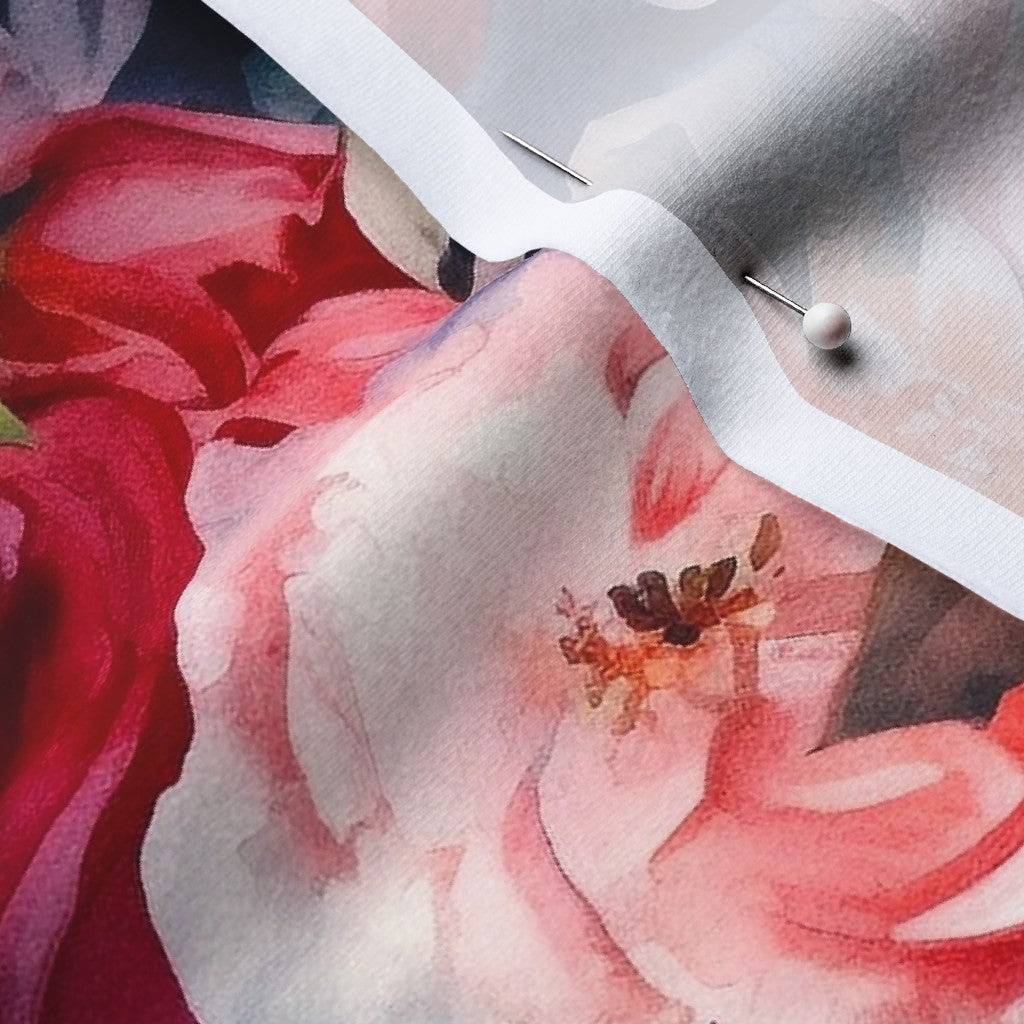 Watercolor Roses (Dark) Cotton Spandex Jersey Printed Fabric by Studio Ten Design