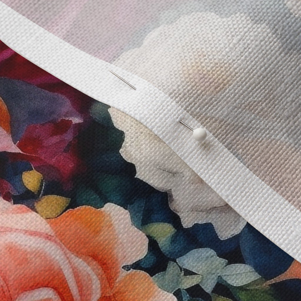 Watercolor Roses (Dark) Belgian Linen™ Printed Fabric by Studio Ten Design
