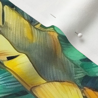 Watercolor Banana Leaves (Dark) Organic Cotton Knit Printed Fabric by Studio Ten Design