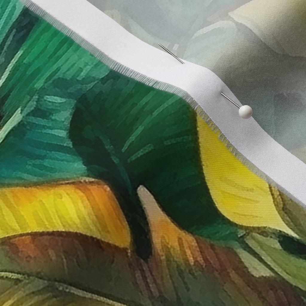 Watercolor Banana Leaves (Dark) Organic Cotton Sateen Printed Fabric by Studio Ten Design