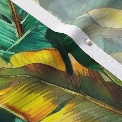 Watercolor Banana Leaves (Dark) Performance Piqué Printed Fabric by Studio Ten Design