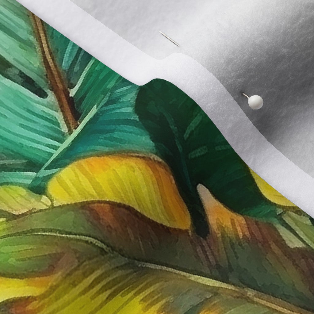 Watercolor Banana Leaves (Dark) Polartec® Fleece Printed Fabric by Studio Ten Design