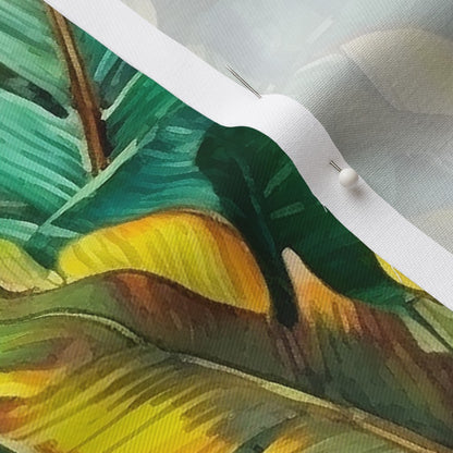 Watercolor Banana Leaves (Dark) Lightweight Cotton Twill Printed Fabric by Studio Ten Design