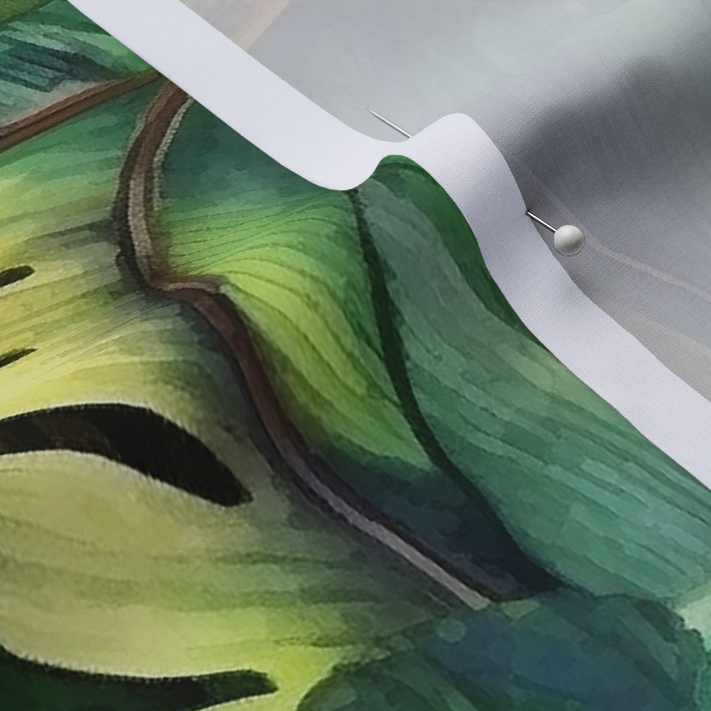 Watercolor Banana Leaves (Dark) Cotton Lawn Printed Fabric by Studio Ten Design