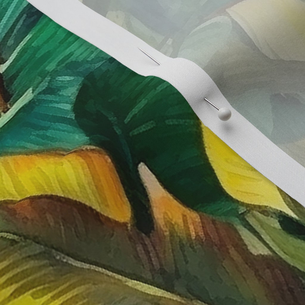 Watercolor Banana Leaves (Dark) Perennial Sateen Grand Printed Fabric by Studio Ten Design