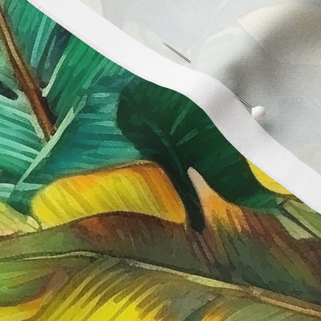 Watercolor Banana Leaves (Dark) Longleaf Sateen Grand Printed Fabric by Studio Ten Design