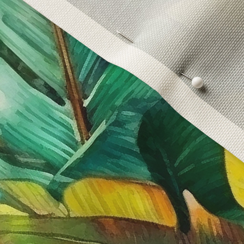 Watercolor Banana Leaves (Dark) Celosia Velvet Printed Fabric by Studio Ten Design