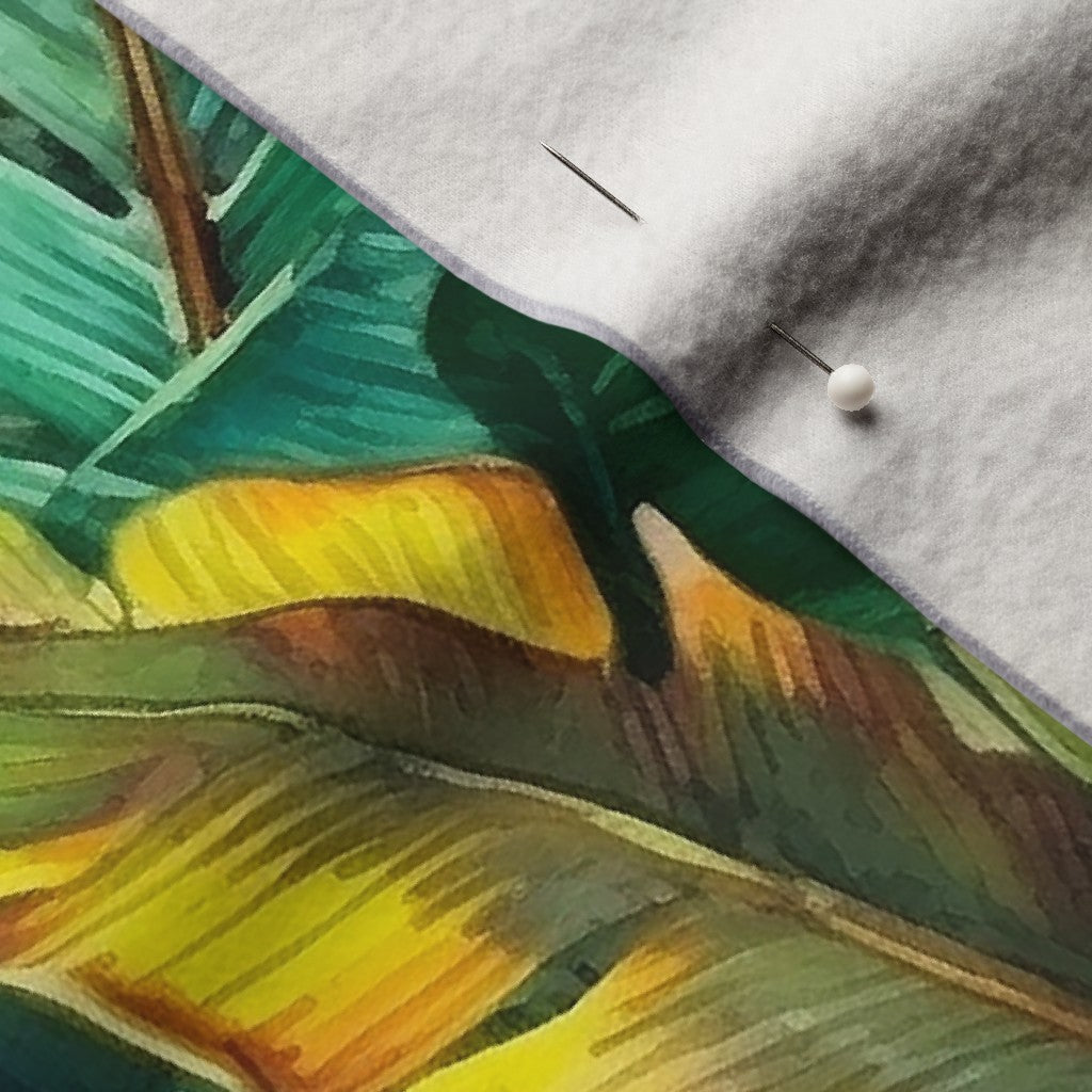 Watercolor Banana Leaves (Dark) Performance Velvet Printed Fabric by Studio Ten Design