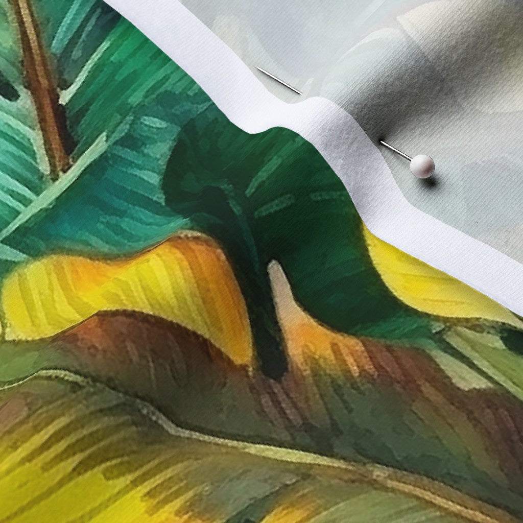Watercolor Banana Leaves (Dark) Cotton Spandex Jersey Printed Fabric by Studio Ten Design