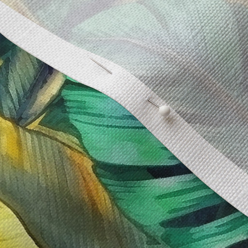 Watercolor Banana Leaves (Dark) Belgian Linen™ Printed Fabric by Studio Ten Design