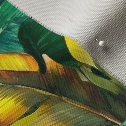 Watercolor Banana Leaves (Dark) Cypress Cotton Canvas Printed Fabric by Studio Ten Design