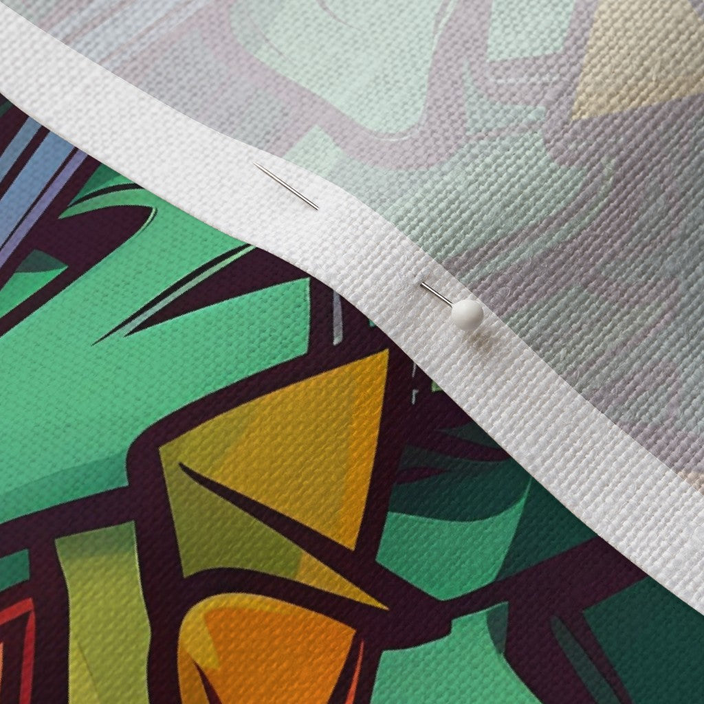 Graffiti Wildstyle (Vivid) Belgian Linen™ Printed Fabric by Studio Ten Design