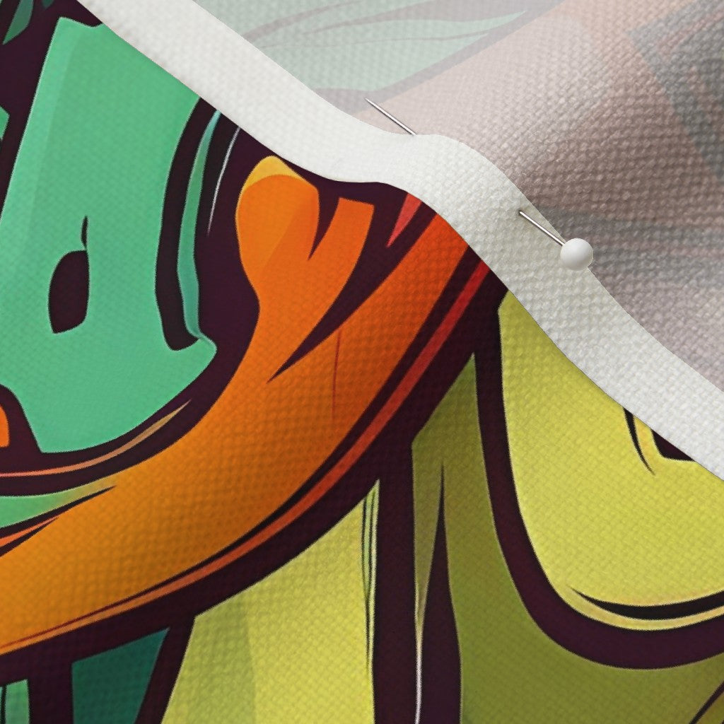Graffiti Wildstyle (Vivid) Performance Linen Printed Fabric by Studio Ten Design