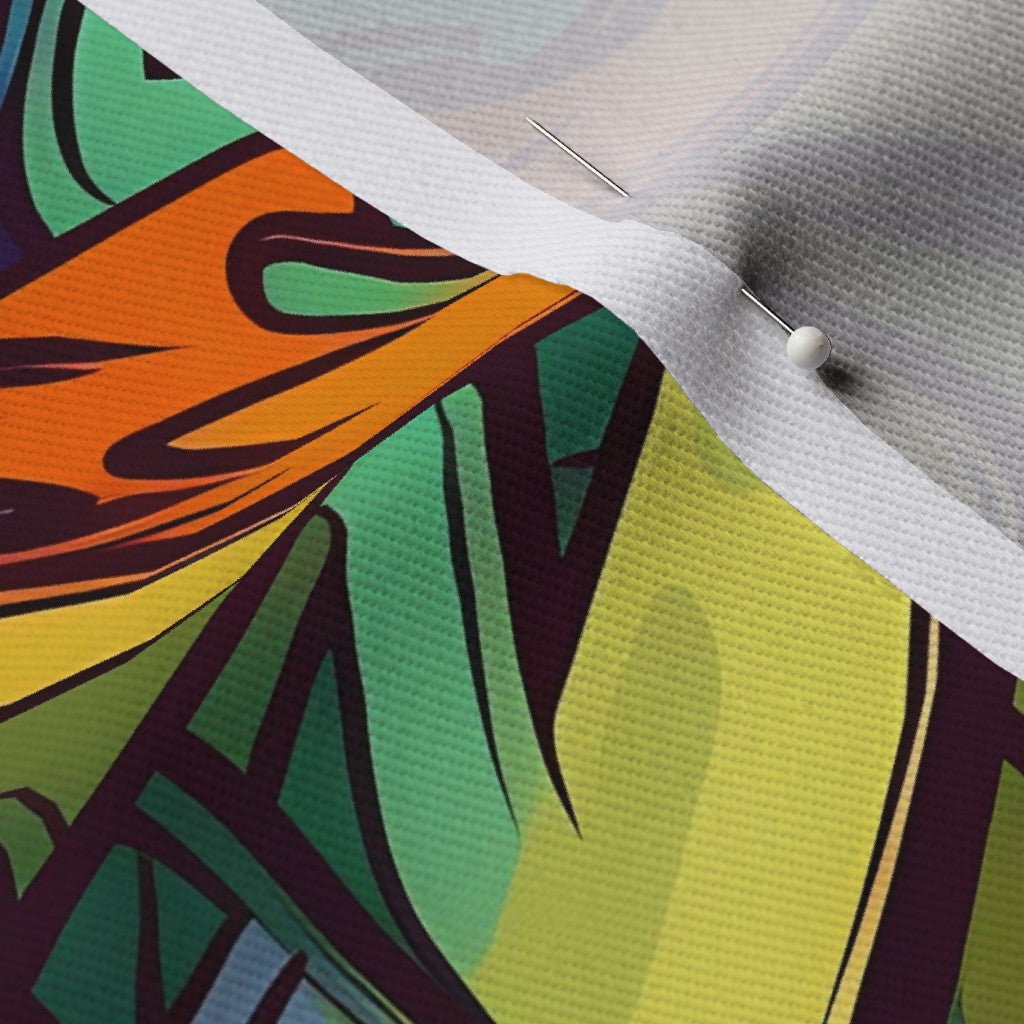 Graffiti Wildstyle (Vivid) Dogwood Denim Printed Fabric by Studio Ten Design