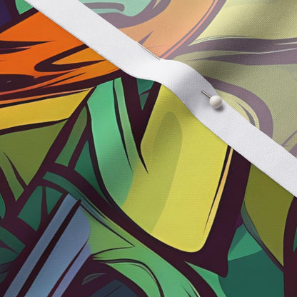 Graffiti Wildstyle (Vivid) Performance Piqué Printed Fabric by Studio Ten Design